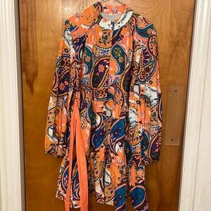 Orange Multi Colored Size L Dress